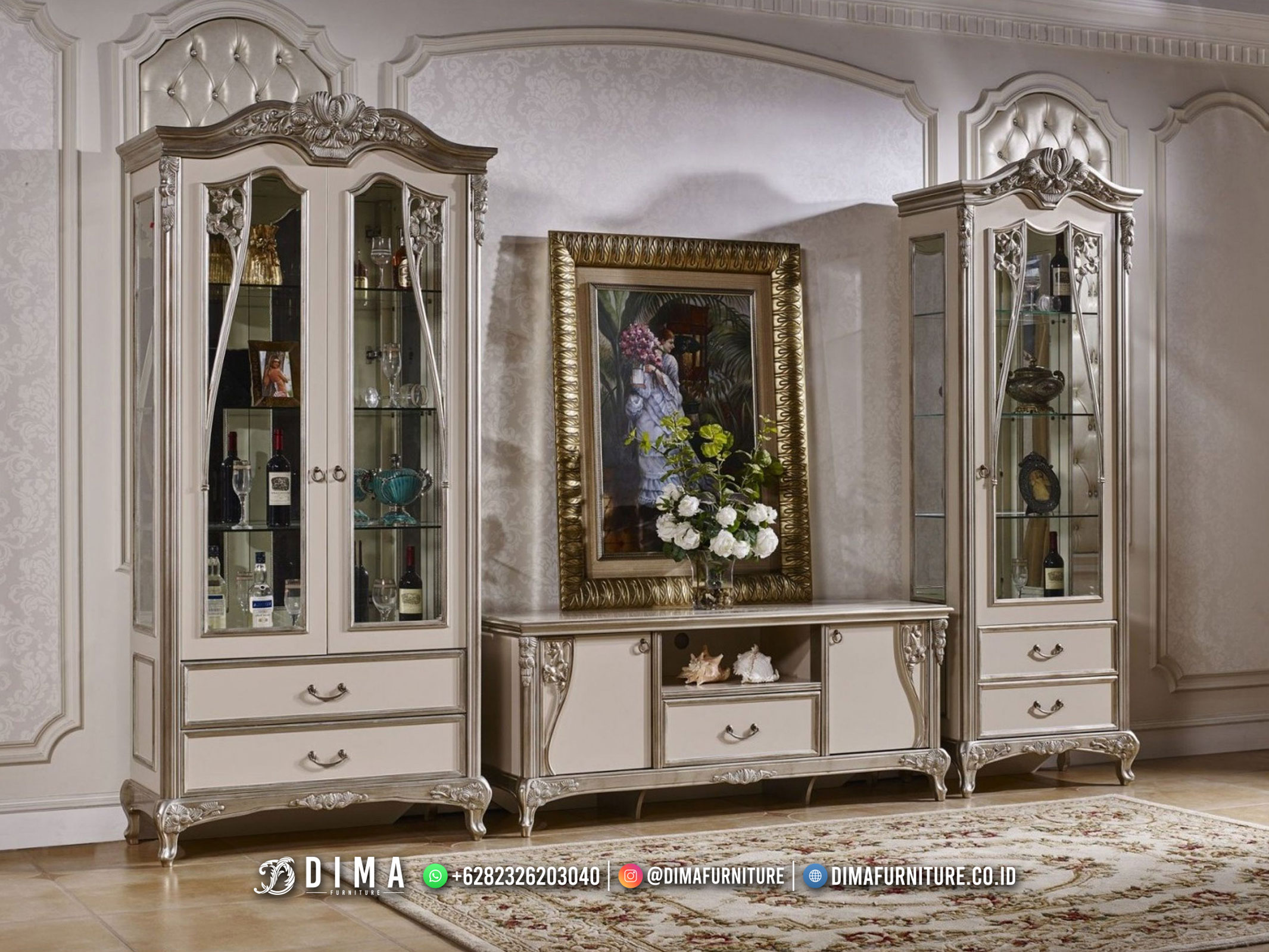 Bufet TV Mewah Minimalis Putih Elegant Color Vintage Luxury BM253