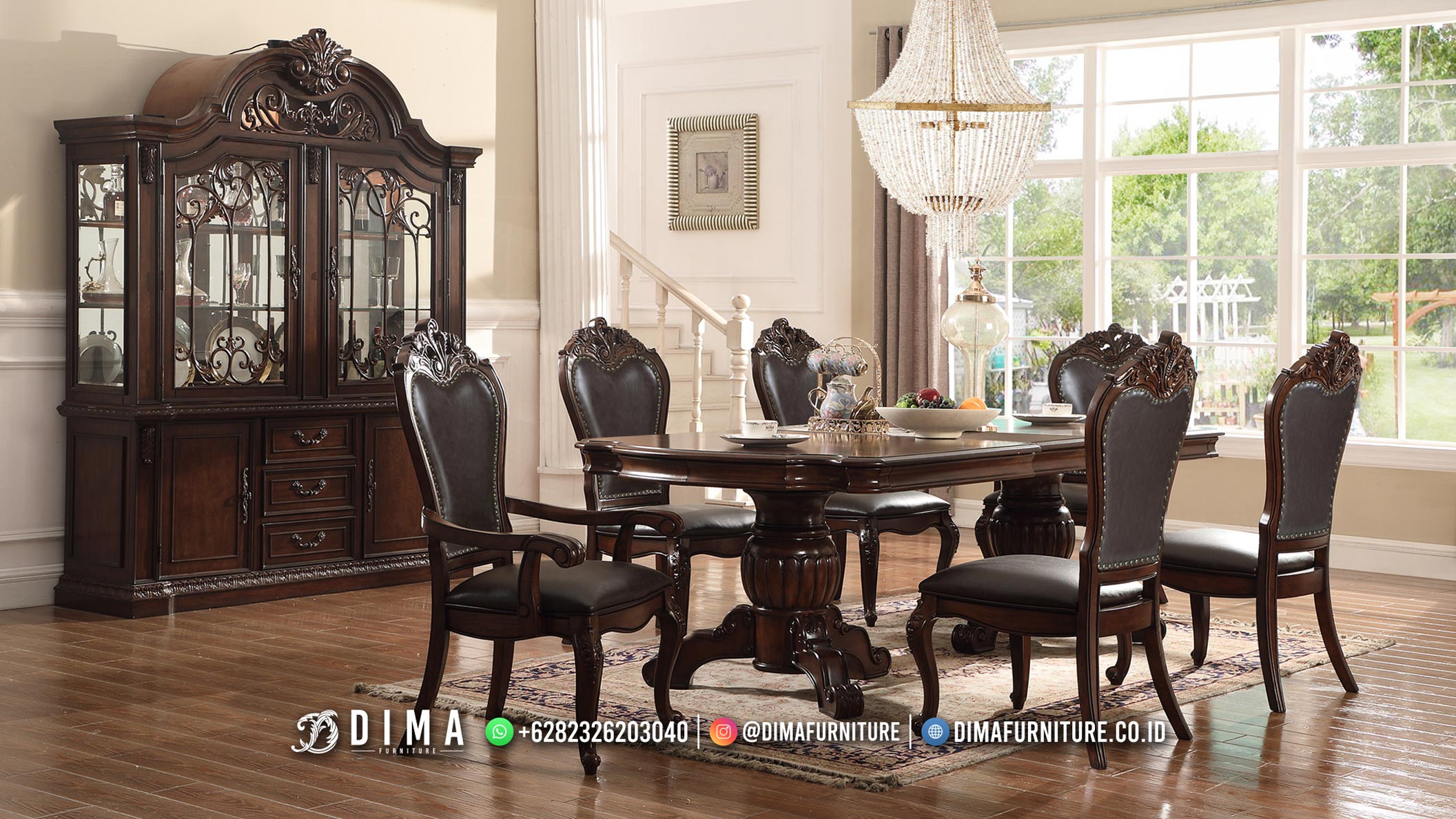 Darayani Meja Makan Jati Jepara Klasik Furniture Solid Wood BM223