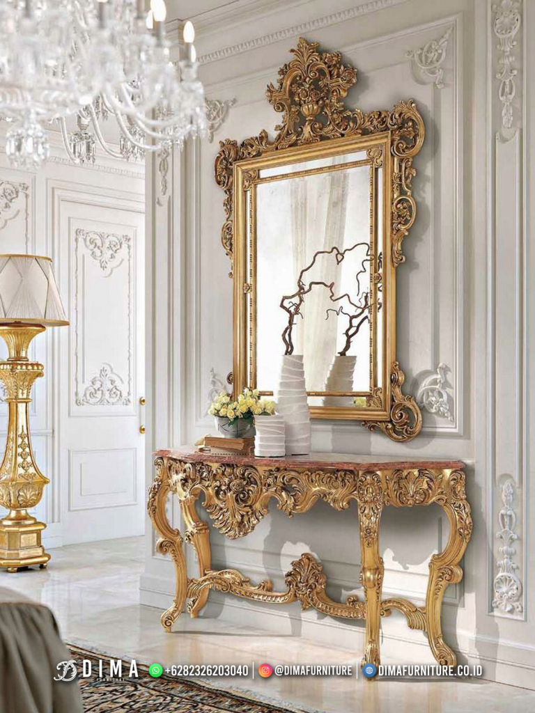 Meja Konsol Mewah Ukiran Luxury Carving Detail Gold BM215