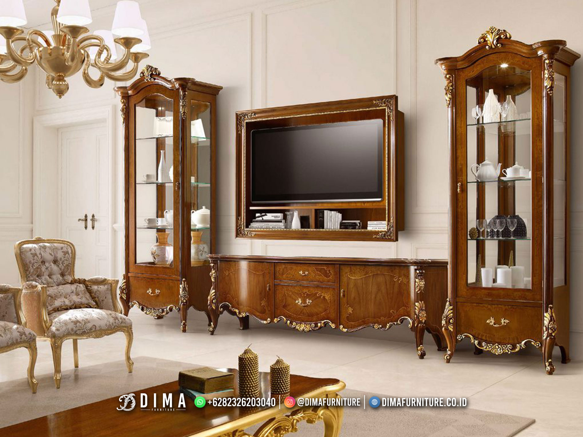 New Model Bufet TV Mewah Jati Luxurious Italian Brent Classic BM201