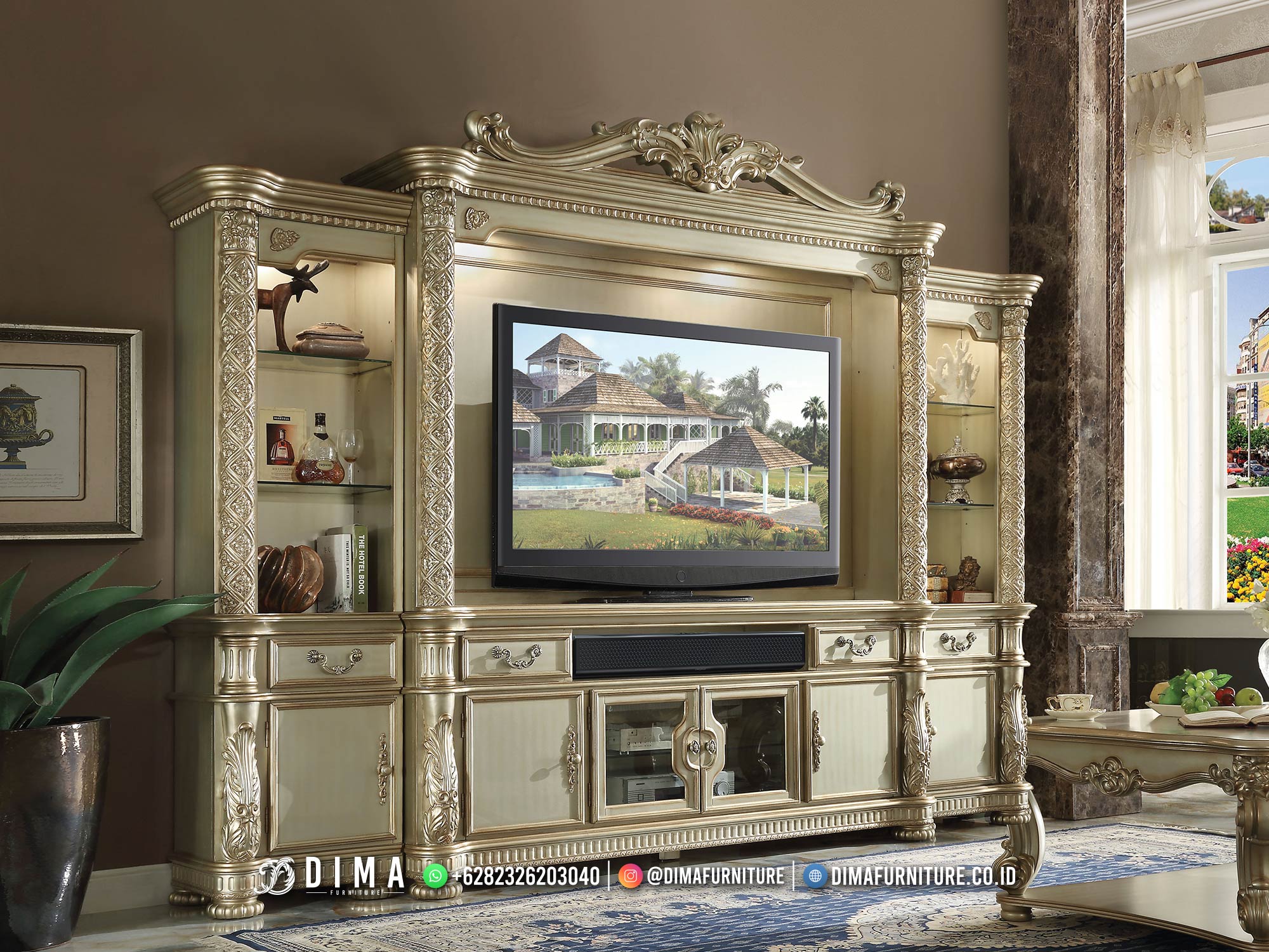 New Set Bufet TV Mewah Ukiran Classic Luxury Furniture Jepara BM204