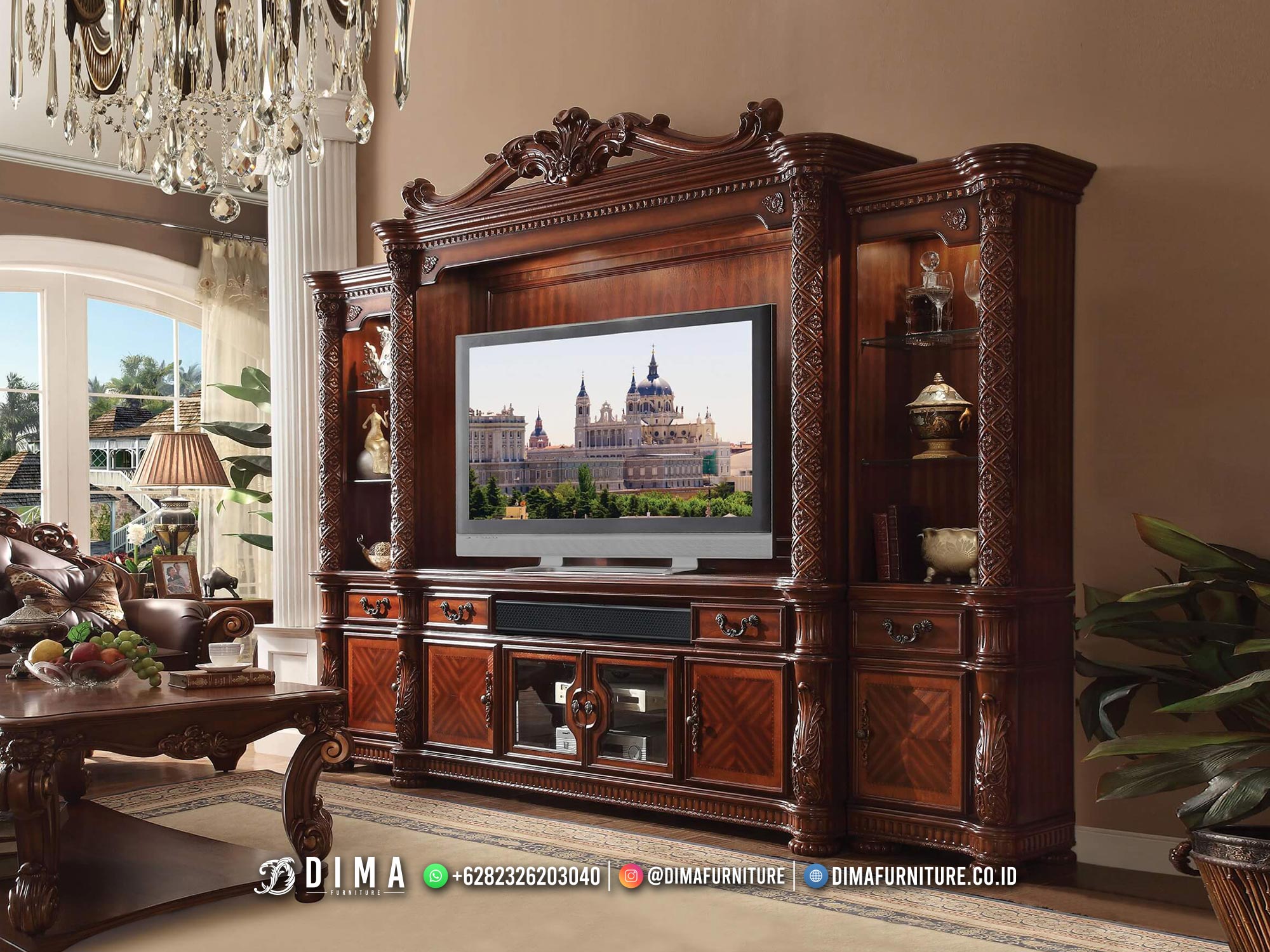 Classic Furniture Jati Bufet TV Mewah Ukir Top Quality BM293