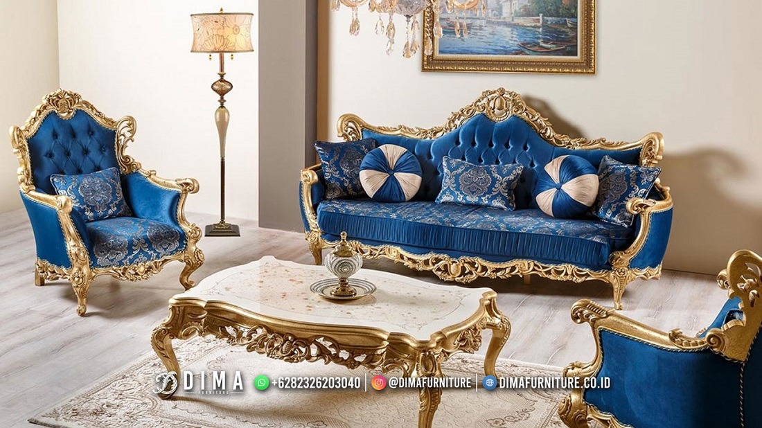 High Quality Sofa Ruang Tamu Mewah Cat Emas Ukir Jepara BM312
