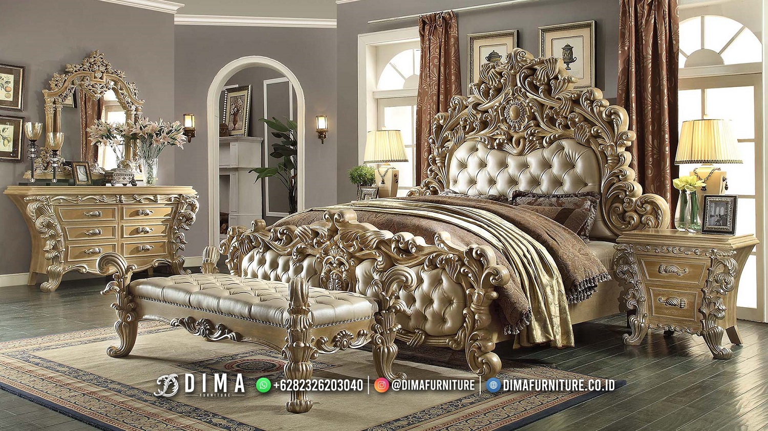 New Kamar Mewah Jepara Terbaru Luxury Super Ivory Golden BM285
