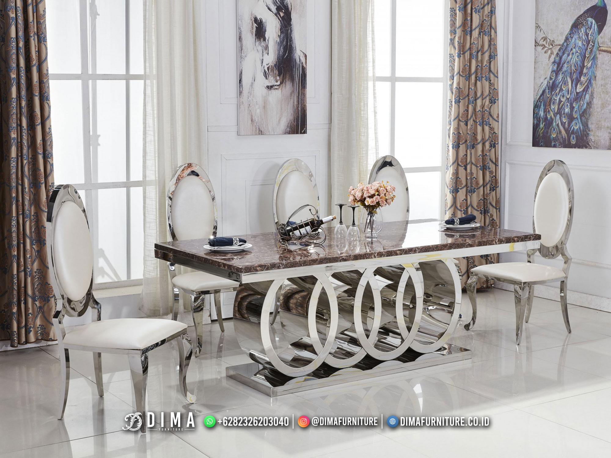 Set Meja Makan Terbaru Modern Mewah Italian Luxury Glamours BM388