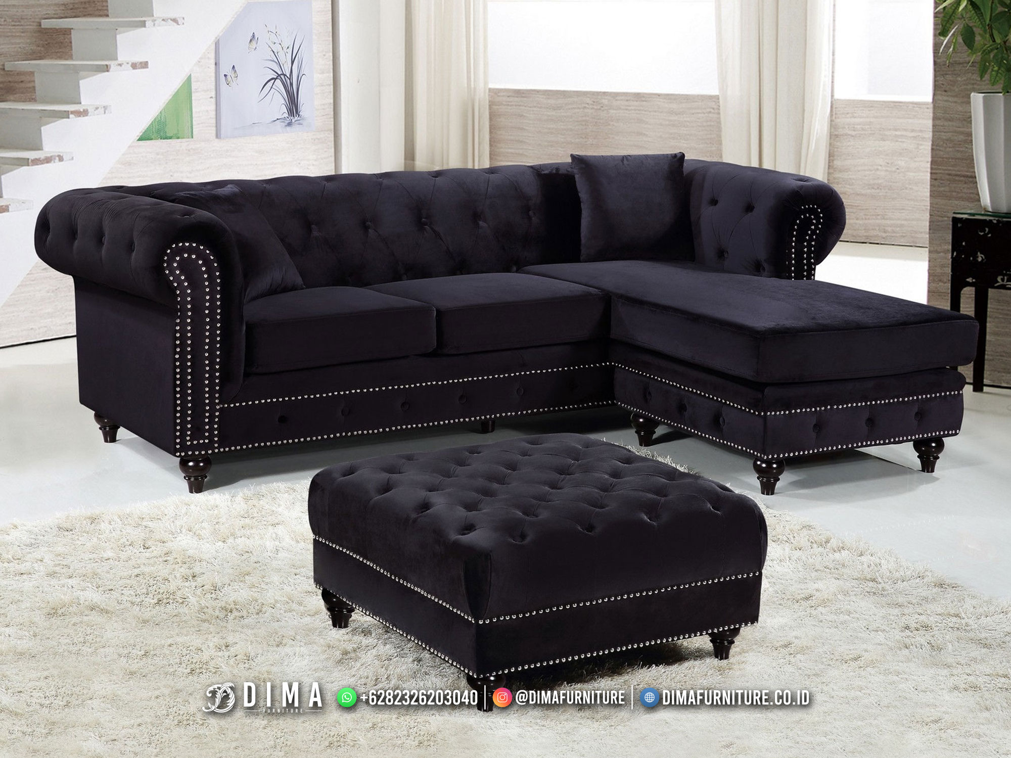 Kursi Ruang Tamu - Sofa Chester Modern Black Elegan New BM483