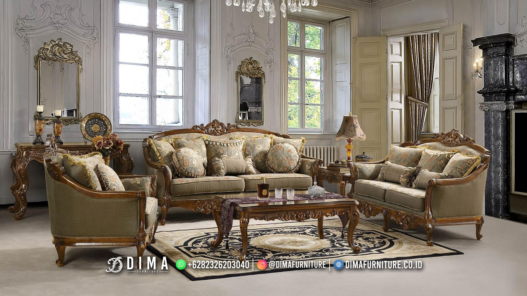 Classic Desain Sofa Tamu Mewah Ukir Jati Belvina Best Style BM540