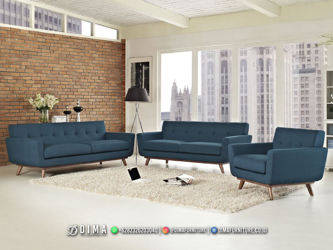 Sofa Tamu Minimalis, Kursi Ruang Tamu Jepara Modern Retro BM550